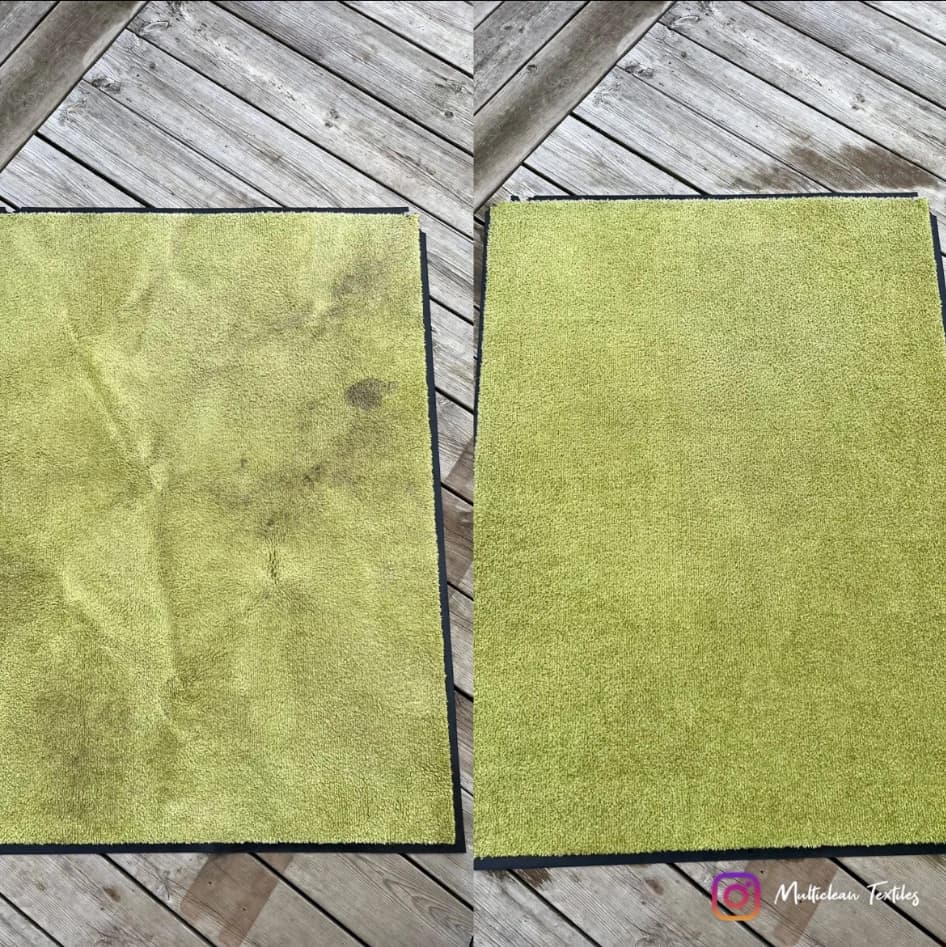 Tapis textile, comparaison avant et après